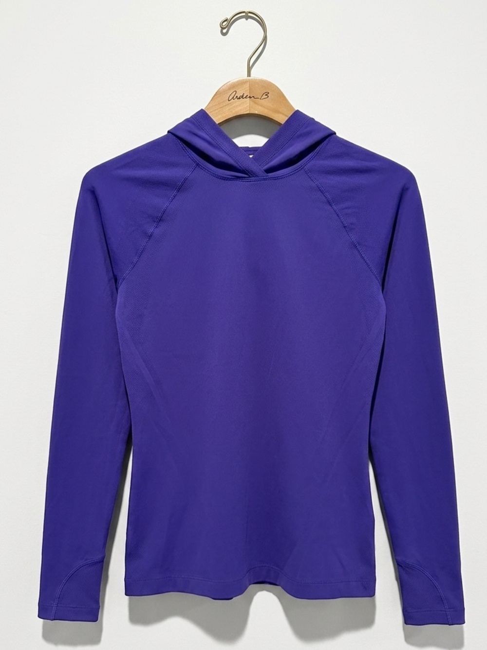 Athleta Deep Purple Hooded Lightweight Active Compression  Layering Top